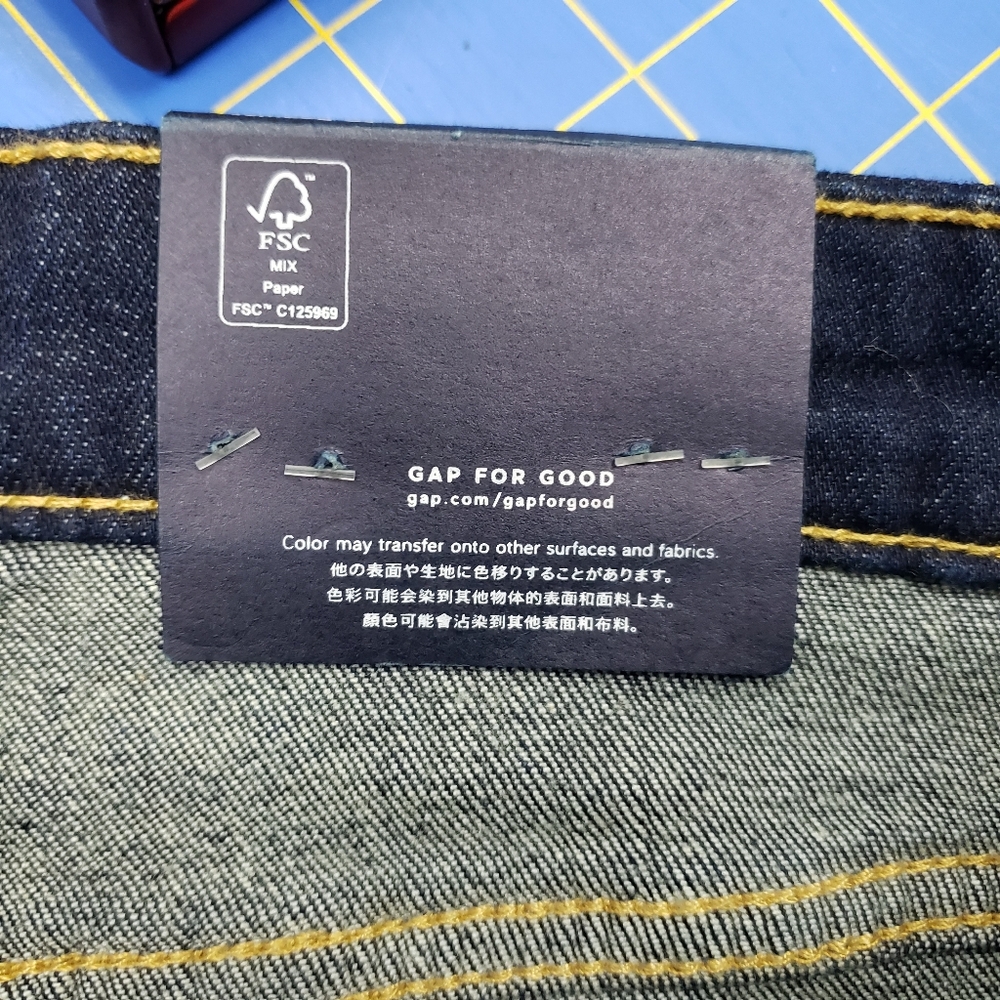 GAP Straight Ankle Jeans Women 10/30R High Rise Dark Blue Denim Whiskers NWT - Picture 7 of 10